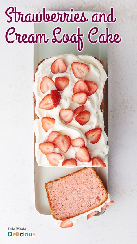 Strawberry Cake Loaf, Strawberry Shortcake Loaf, Strawberry Shortcake Loaf Cake, Strawberry Loaf Cake, Strawberry Loaf, Mini Loaf Cakes, Patty Cakes, Strawberry Things, Strawberry Pie Filling