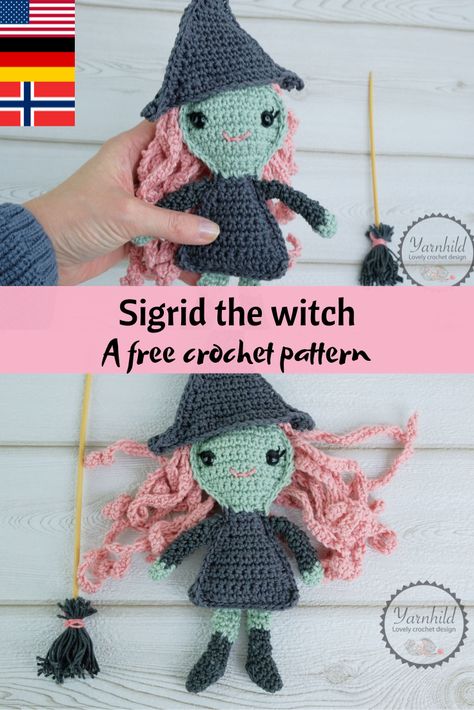 Double Crochet Patterns, Crochet Rag Doll, Crochet Ragdoll, Crochet Witch, Witch Pattern, Crochet Decrease, Halloween Crochet Patterns, Witch Doll, Halloween Crochet