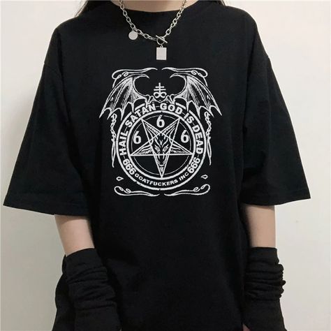 Satanic Clothes, God Is Dead, Satanic Clothing, Satanic Shirt, Goth Clothes, Goth Shirt, Gothic Shirts, Harajuku Women, Goth Clothing