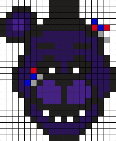 Fnaf Pixel Art Grid Easy, Fnaf Perler Beads Pattern, Fnaf Pixel Art Grid, Pixel Art Fnaf, Fnaf Pixel Art, Shadow Freddy, Art Fnaf, Pokemon Bead, 8 Bit Art