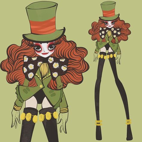 Tarrant Hightopp [as a female] (High Design by Bigham_Illustration @Instagram) #AliceInWonderland Mad Hatter Original, Mad Hatter Character, Mad Hatter Girl, Mad Hatter Costume Kids, Tarrant Hightopp, Disney Sidekicks, Alice In Wonderland Artwork, Mad Tea Parties, Movie Halloween Costumes