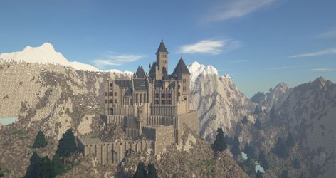 Mountain Castle Minecraft, Minecraft Mountain Castle, Castle On A Cliff, Mountain Castle, Minecraft Mountain, Minecraft Castle Designs, Castle Minecraft, Castle Layout, 3d Art Projects