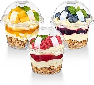 TOFLEN 25 Pack 8 oz Plastic Dessert Cups with Dome Lids, Clear Disposable Yogurt Parfait Cups with Lids, Individual Party Serving Snack Cups for Fruit Dessert Cake Pudding Yogurt Parfait Cups, Plastic Dessert Cups, Parfait Cups, Cake Pudding, Party Serving, Snack Cups, Train Party, Yogurt Parfait, Fruit Dessert