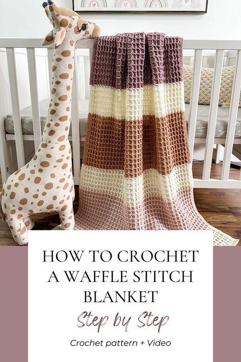 The Waffle Stitch crochet Blanket is a cozy modern crochet pattern with loads of squishy texture. The waffle stitch pattern is crocheted using double crochet and front post double crochet stitches. Crocheting a waffle stitch blanket is a great way to add texture and warmth to any home.  #Blanket #LoveCrochet Waffle Stitch Crochet Blanket, Crochet Waffle Stitch Blanket, Waffle Stitch Baby Blanket, Waffle Stitch Blanket, Waffle Stitch Crochet, Crochet Waffle, Crochet Waffle Stitch, Modern Crochet Blanket, Diy Baby Blanket