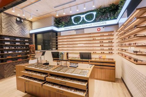 From Japan to the Philippines, optical chain OWNDAYS opens its 56th store in Okada, which happens to be… Eyewear Shop Design, Optical Display, Eyewear Store Design, Healthcare Interior Design, Maya Bay, Medical Office Design, Optical Design, Sunglasses Display, Sunglasses Store