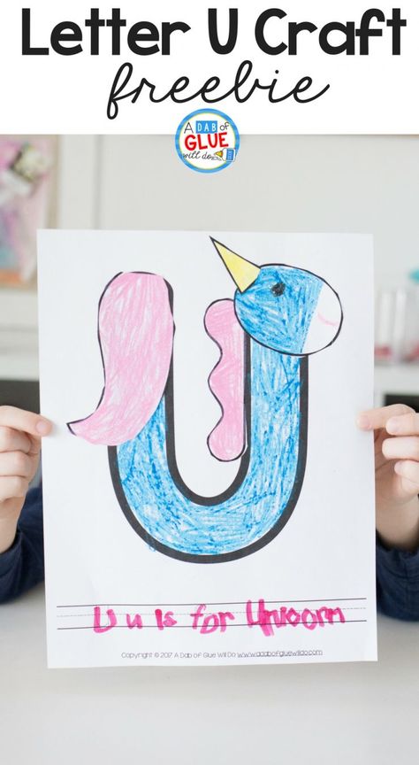 Learning about the alphabet is fun with this hands-on letter of the week craft featuring the letter U is for Unicorn. #alphabetcrafts #letteroftheweek #letteroftheweekcraftsforkids #kidscrafts #craftsforkids #unicorncrafts Letter U Craft, U Is For Unicorn, Letter U Crafts, Alphabet Project, U Craft, Craft Letters, Animal Alphabet Letters, Orange Room, Alphabet Crafts Preschool