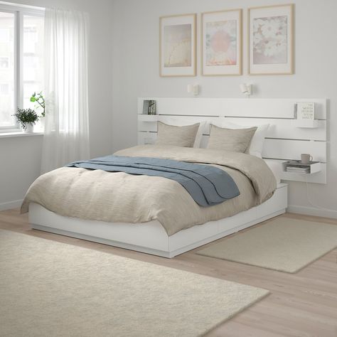 Transform Your Small Space Into a Roomy Oasis With These Smart Furniture Solutions From Ikea Camera Ikea, Nordli Ikea, Best Storage Beds, Ikea Nordli, Design Ložnic, Head Boards, Painted Beds, Ikea Bed, White Headboard