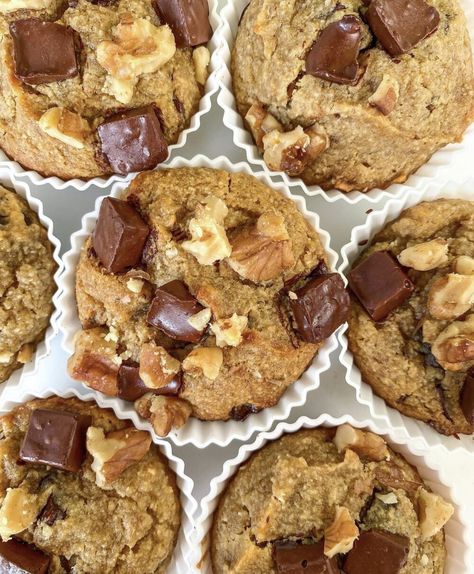 Grain-Free Chocolate Chip Banana Bread Muffins Recipe | Paleo, Gluten-Free — MaddHealthy | Health Consultant Banana Bread Muffins Recipe, Chocolate Chip Banana Bread Muffins, Choc Chip Banana Bread, Recipes Gluten Free Dairy Free, Bread Muffins Recipe, Banana Bread Muffin Recipe, Bread Bar, Jam Thumbprint Cookies, Chocolate Covered Bananas