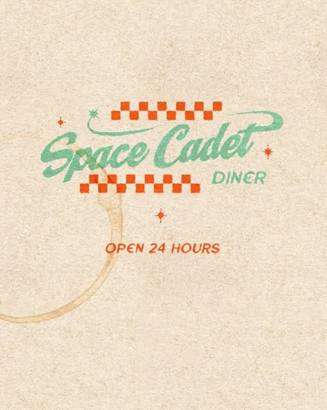 Kaitlyn Hebden | Space cadet 💫☄️ A logo concept I dreamt up and just had to bring to life today. Manifesting a retro diner client 👋🏼 I might have to put… | Instagram Retro Diner Logo, Diner Signage, American Diner Interior, Retro Diner Aesthetic, Loki Merch, 50s Logo, Logo Design Vintage Retro, Diner Branding, Vintage Web Design