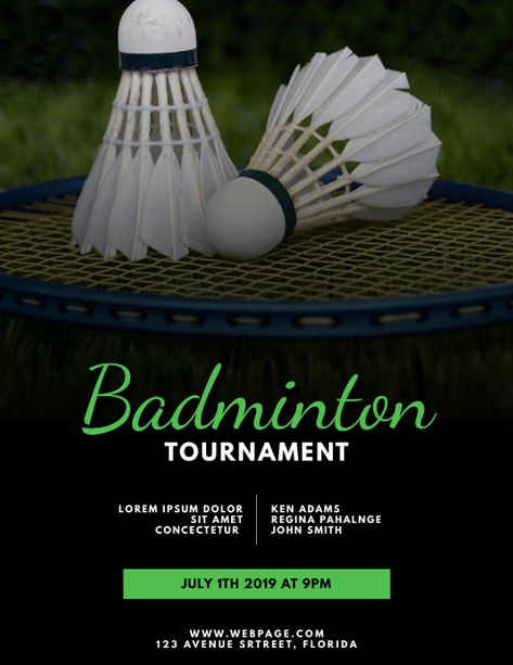 Badminton Tournament, Social Media Posting Schedule, Sports Templates, Sports Flyer, Social Media Schedule, Flyer Design Templates, Online Ads, Used Tools, Custom Fonts