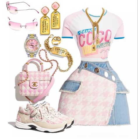 Easter Outfits Black Women, Jean Skirt Outfit, Outfits Black Women, Chanel Pink, Stylish Summer Outfits, High Fashion Outfits, Pink Chanel, Trendy Fashion Outfits, Cute Swag Outfits