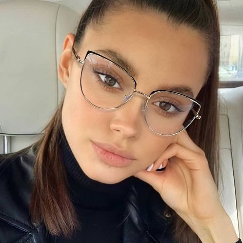 Vision Glasses Style Women, Cat Eye Metal Frame Glasses, Trendy Spectacles Frames, Spectacles Frames Women, Oversized Glasses Frames Woman, Women’s Glasses, Specs Frames Women, Glasses Women Fashion Eyeglasses, Cute Glasses Frames