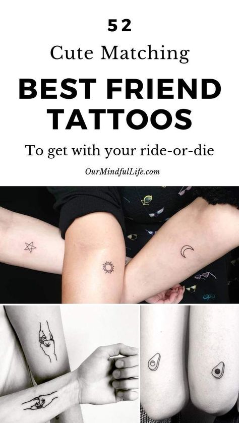 Small Friendship Tattoos, Matching Friendship Tattoos, Small Best Friend Tattoos, Matching Friend Tattoos, Small Matching Tattoos, Tattoo Placements, Matching Best Friend Tattoos, Bestie Tattoo, Girl Back Tattoos