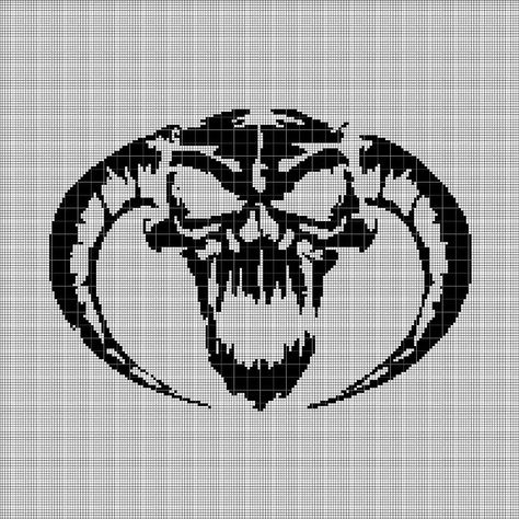 Cross Stitch Skull, Skull Silhouette, Demon Skull, Crochet Filet, Easy Perler Beads Ideas, Pixel Crochet, Minecraft Pixel Art, Pixel Pattern, Pixel Art Pattern