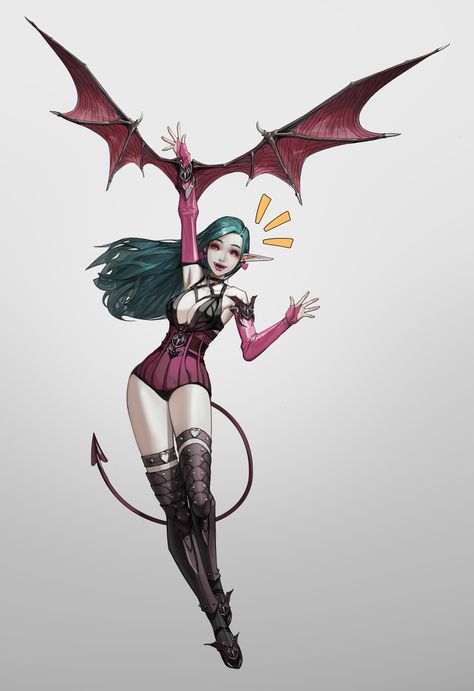 Succubus, Kyung Hoon Ahn on ArtStation at https://www.artstation.com/artwork/ym1Z3 Fantasy Demon, Monster Musume, Girl Drawings, Faith Art, Demon Girl, Hero Costumes, Chibi Drawings, Female Character Design, Character Designs