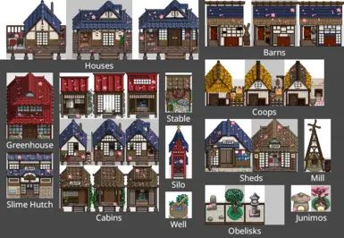 Updated Seasonal Japanese Buildings at Stardew Valley Nexus - Mods and community Japanese Buildings, Asian House, Farm Buildings, Black Tree, Games Images, Game Guide, Stardew Valley, Popular Games, All Games