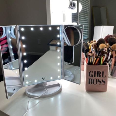 Tabletop Vanity Mirror, Makeup Vanities, Vanity Mirror With Lights, Stationary Organization, Face Mirrors, Led Makeup Mirror, Mirror Vanity, Magnifying Mirror, Makeup Mirror With Lights