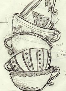 Knitting Painting, Christmas Card Invitation, Tea Cup Drawing, Drawing Everyday, Teacup Tattoo, Art Homework, Coffee Designs, Mug Drawing, Bestie Tattoo