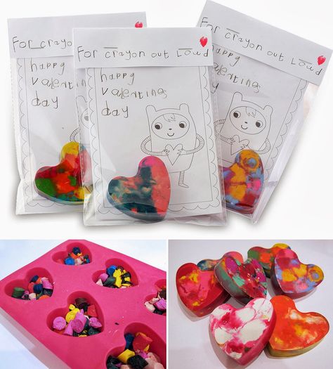 Melt Crayons, Melted Crayon Heart, Heart Crayons, Candy Free Valentines, Crayon Valentines, Melted Crayons, Crayon Crafts, Punny Valentines, Crayon Heart