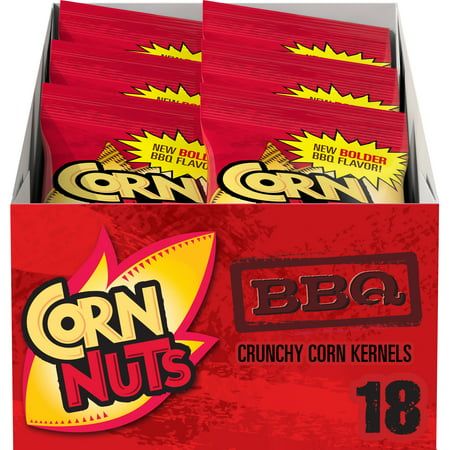 Corn Nuts BBQ Crunchy Corn Kernels are packed with savory flavor giving you a crunchy snack that makes every handful delicious. Grab a bag of Corn Nuts for movie night on the couch, or serve up a bowl at your next family get-together. Always keep BBQ Corn Nuts stocked in your pantry to satisfy your cravings for a flavorful snack. Our roasted corn kernels pair perfectly with everything, and they're also Kosher-friendly. Each of the 18 1.7 oz. bags of Corn Nuts are great for keeping on hand, and t Roasted Corn Kernels, Chili Cheese Fritos, Seasoned Pretzels, Bbq Corn, Crunchy Corn, Corn Nut, Moon Pies, Corn Snacks, Pretzel Twists