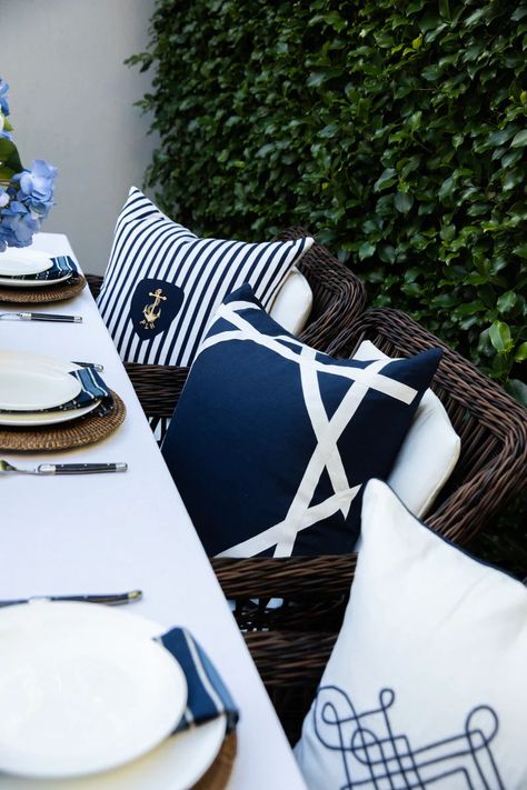 Nautical Stripes – Paloma Living Cod Banner, Gentlemans Study, Haus Am See, Nautical Stripes, Striped Cushions, Navy Linen, Linen Cushion, Classic Pattern, Timeless Classic