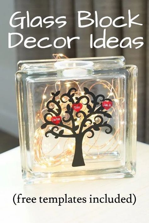 Ideas For Cricut Projects, Lighted Glass Blocks Diy, Decorative Glass Blocks, Glass Block Crafts, Crafts Cricut, Lighted Glass Blocks, Project Theme, Diy Blocks, Maker Project