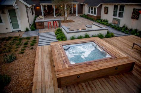 40+ Outstanding Hot Tub Ideas To Create A Backyard Oasis Hot Tub Ideas, Sunken Hot Tub, Backyard Spa, Hot Tub Surround, Hot Tub Designs, Cedar Hot Tub, Jacuzzi Hot Tub, Portable Hot Tub, Best Above Ground Pool