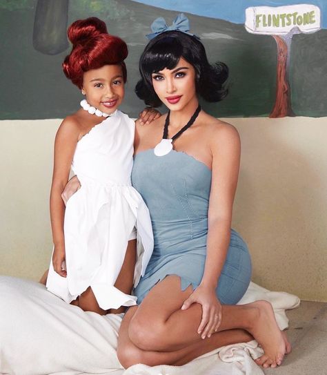 Flintstones Halloween Costumes, Crazy Halloween Costumes, Kim Kardashian And North, Betty Rubble, Iconic Halloween Costumes, Best Celebrity Halloween Costumes, Kim Kardashian West, Celebrity Halloween Costumes, Natural Redhead