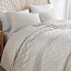 HORIMOTE HOME Linen/Cotton Bedding Set, 3-Piece King Size, Beige, Farmhouse Style, All Seasons Beige Farmhouse, King Size Quilt Sets, Cotton Bedding Set, Queen Size Quilt, King Size Quilt, Cotton Bedding Sets, Bed Linen Sets, Coverlet Set, Quilt Set