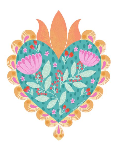 Ilustracion original en procreate de corazon mexicano floreado Heart Art Painting, Sacred Heart Art, Coquille St Jacques, Felt Ornaments Patterns, Flower Mural, Hand Painted Furniture, Mexican Art, Heart Art, Art Wall Kids