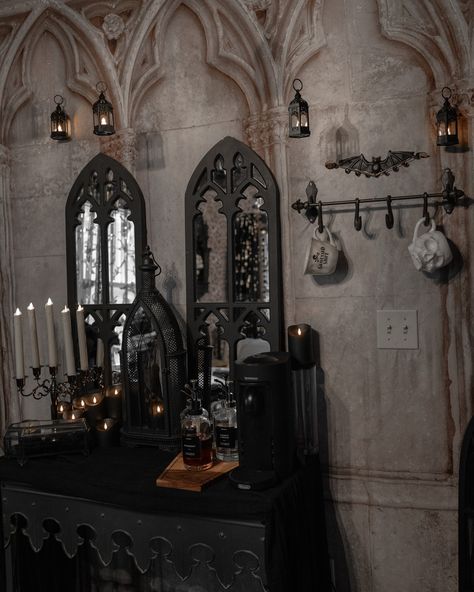 Gothic coffee bar details 💀 I swear I’m forever changing this station up 😂 #coffeebar #coffeebardecor #coffeebarideas #coffeestation #coffeestationdecor #nespressovertuo Goth Coffee Aesthetic, Gothic Coffee Shop, Gothic Coffee Bar, Coffee Aesthetic, Coffee Station, Coffee Bar, Beautiful Things, Coffee Shop, Cafe