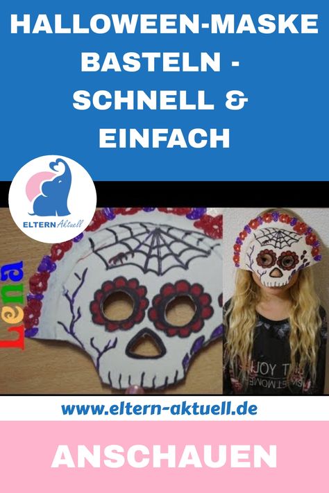 Halloween-Maske basteln - Schnell und Einfach So macht das gemeinsame Basteln Spaß Tolle Ideen für kleine Gruselfans Halloween Maske, Spa, Halloween, Pins