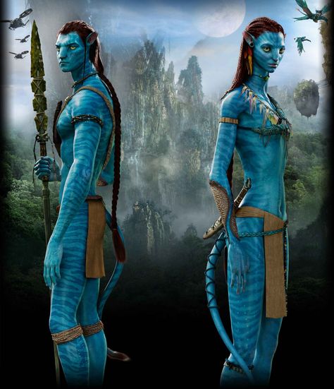 Full body illustration of Jake & Neytiri Avatar Poster, Stephen Lang, Jake Sully, Avatar Films, Make Avatar, Pandora Avatar, Avatar Movie, Avatar Characters, Michelle Rodriguez