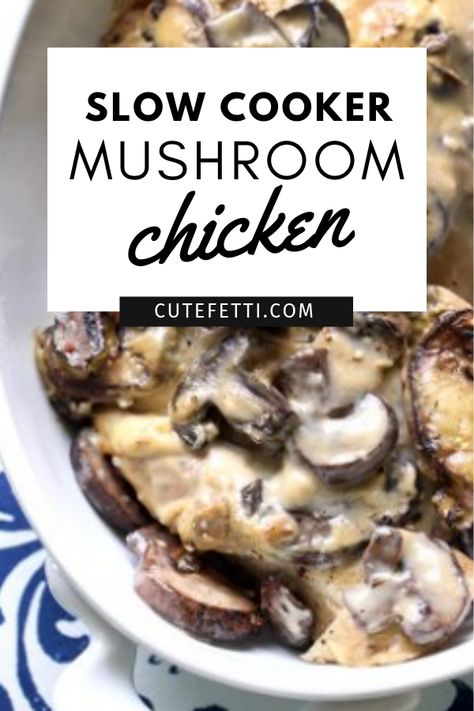 Crockpot Chicken And Mushrooms, Slow Cooker Mushroom Chicken, Chicken Mushroom Cream Sauce, Mushroom Chicken Crockpot, Mushroom Soup Crockpot, Chicken Cream Of Mushroom, Crockpot Mushrooms, Mushroom Slow Cooker, Creamy Crockpot Chicken