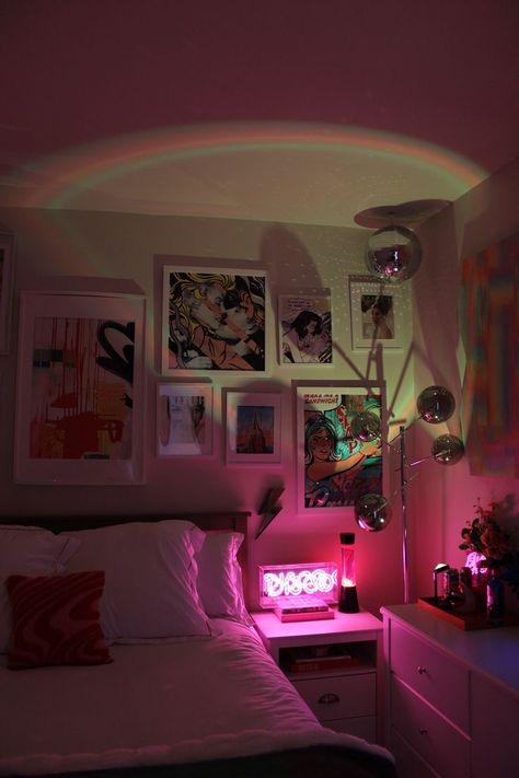 Disco Apartment, Neon Disco, Moving In Together, Redecorate Bedroom, Cozy Room Decor, Aesthetic Rooms, Dreamy Room, Apartment Decor Inspiration, Dream Room Inspiration