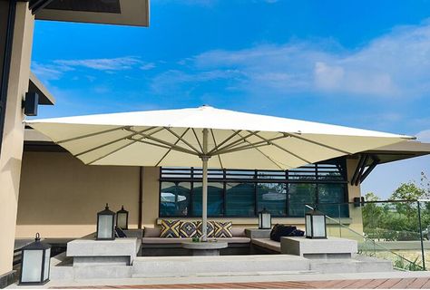 5x5mt. Giant umbrella,alu frame +polyester cover. Large Outdoor Umbrella Patio, Giant Umbrella Patio, Large Deck Umbrella, Large Patio Umbrellas, Commercial Umbrellas, Tv Area, Large Patio, Backyard Shade, Shade Sails