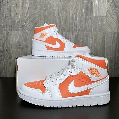 Orange And White Shoes, Bright Jordans, Jordans Orange, Orange And White Jordans, Orange Jordans, Air Jordan 1 Orange, Swaggy Shoes, Orange Nike Shoes, Orange Preppy