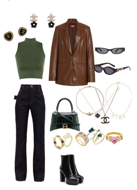 Outfit Ideas With Brown Leather Jacket, Fall Outfits Women Leather Jacket, Leather Jacket Professional Outfit, Leather Coat Outfit Aesthetic, Caramel Leather Jacket Outfit, Short Brown Leather Jacket Outfit, Outfits With Brown Blazer, How To Style A Brown Jacket, How To Style Brown Leather Jacket