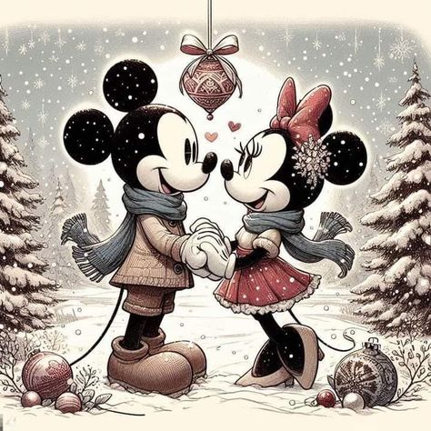 Disney Merry Christmas, Minnie Mouse Drawing, Mickey And Minnie Kissing, Mickey And Minnie Love, Disney Christmas Decorations, Minnie Mouse Images, Minnie Mouse Pictures, Disney Christmas Ornaments, Mickey Mouse Pictures