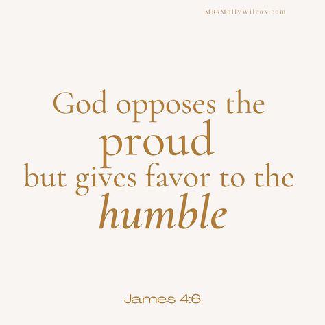 We read the "God opposes the proud but gives favor the humble," (James 4:6) and we know it's important. But how do we actually become humble when it's so counter culture? How do we walk in biblical humility today? Submit our thoughts and opinions to God A proud person believes their opinion is the most important opinion in the world. A humble person listens first. God Humble Quotes, God Opposes The Proud, Biblical Humility, Humility Quotes Be Humble, Humble Yourself Quotes, Humility Quotes, James 4 6, Biblical Femininity, Humble Person