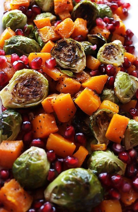 Roasted Butternut Squash and Brussels Sprouts. simple, healthy, side dish for your Thanksgiving table! We LOVE this recipe in the fall! Vegan/ gluten free! Butternut Squash And Brussels Sprouts, Healthy Thanksgiving Recipes, Simple Thanksgiving, Healthy Side Dish, Vegan Thanksgiving Recipes, Healthy Thanksgiving, Healthy Side, Vegan Thanksgiving, Roasted Butternut Squash