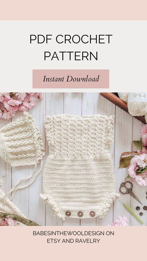 This crochet pattern is suitable for beginners and is part of a collection of modern crochet patterns for babies and children. Available for instant download today #crochet #crochetbaby #crochetpattern #moderncrochet #babycrochet #crochetforbaby #crochetforkids #crochetforbeginners #simplecrochet #childrenscrochet #crochetforchildren Baby Girl Crochet Patterns Free, Crochet Baby Romper Free Pattern, Baby Girl Crochet Patterns, Newborn Crochet Patterns Free, Crochet Patterns For Babies, Toddler Crochet Patterns, Crochet Patterns Baby Girl, Crochet Baby Projects, Newborn Crochet Patterns