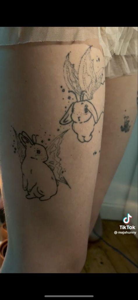 Bunny With Wings Tattoo, Bunny With Wings, Fairy Wing Tattoos, Bunny Tattoos, Wing Tattoo, Pet Ideas, Fairy Tattoo, Wings Tattoo, Fairy Wings