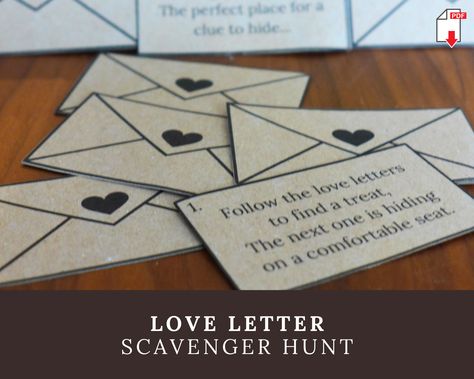 Scavenger Hunt For Husband, Romantic Treasure Hunt, Letter Scavenger Hunt, Anniversary Scavenger Hunts, Romantic Scavenger Hunt, Girlfriend Proposal, Surprise For Girlfriend, Creative Date Night Ideas, Birthday Surprise Boyfriend