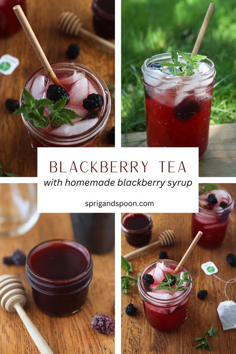 This refreshing blackberry tea is the perfect summer beverage to cool off! Made with fresh blackberry syrup and tasty iced tea, this delicious drink is easy to make and perfect for tea parties, bridal showers, or casual lunches and dinners! Blackberry Tea, Blackberry Syrup, Tea Cup Party, Seasonal Eating, Teacup Crafts, Iced Tea Recipes, Refreshing Food, Eat Seasonal, Herbal Teas