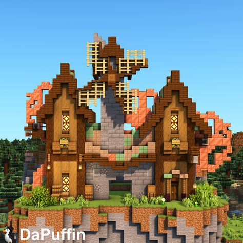 Windmill :) Survival House, Minecraft Steampunk, Medieval House, Steampunk House, Minecraft Inspiration, Medieval Houses, Minecraft House, Minecraft Crafts, Minecraft Builds