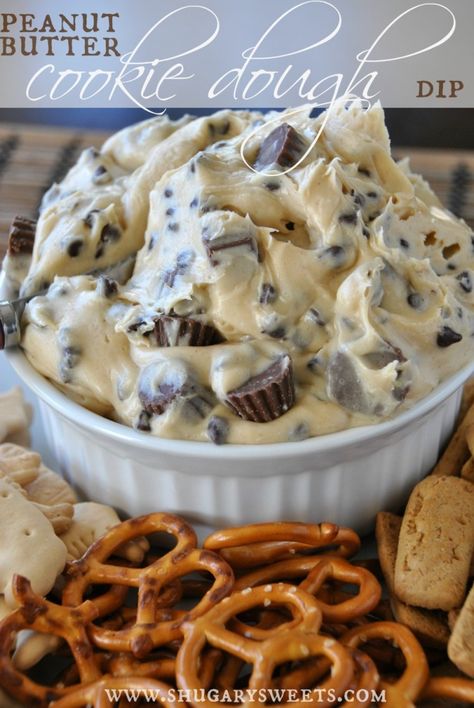 Reese's PB Cookie Dough Dip: a creamy cookie dough dip (no egg) that is perfect for your next party! #Reese's #peanutbutter #gameday @Shugary Sweets Peanut Butter Cookie Dough Dip, Cookies Dough, Butter Cookie Dough, Cookie Dough Dip, Shugary Sweets, Peanut Butter Cookie Dough, Sweet Dips, Peanut Butter Cookie, Dessert Dips