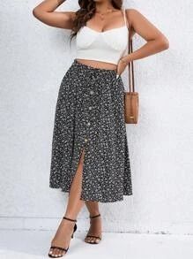 All Orders | SHEIN Thigh Skirt, Thigh Belt, Skater Skirts, Button Skirt, Skirt Belt, Black Midi Skirt, Plus Size Skirts, Ditsy Floral, Plus Clothing