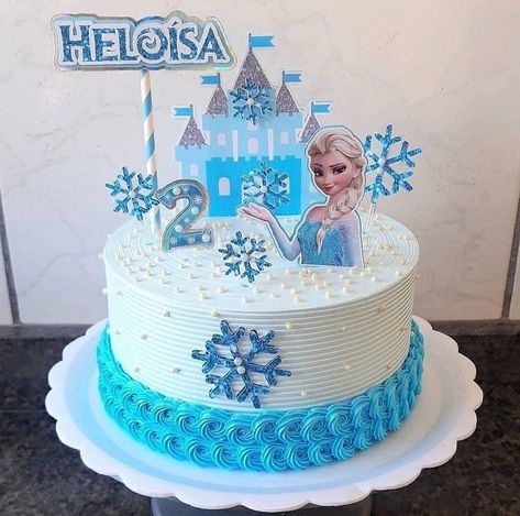 Frozen Topper, Frozen Cake Designs, Pink Birthday Cake Ideas, Kue Disney, Barbie Themed Cake, Frozen Elsa Cake Topper, Cupcakes Frozen, Elsa Birthday Cake, Elsa Cake Toppers