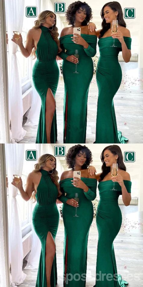 Mismatched Emerald Green Mermaid Cheap Long Bridesmaid Dresses,WG1307 – SposaDresses Emerald Wedding Colors, Cheap Long Bridesmaid Dresses, Emerald Green Bridesmaid Dresses, Dark Wedding Theme, Mermaid Long Bridesmaid Dresses, Cheap Bridesmaid Dresses Online, Emerald Bridesmaid Dresses, Wedding Party Outfits, Emerald Green Weddings